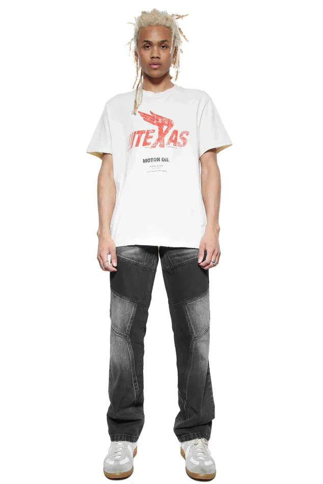 Men Vintage White Texas Motor Oil T Shirt Jaded London TShirts and Vests