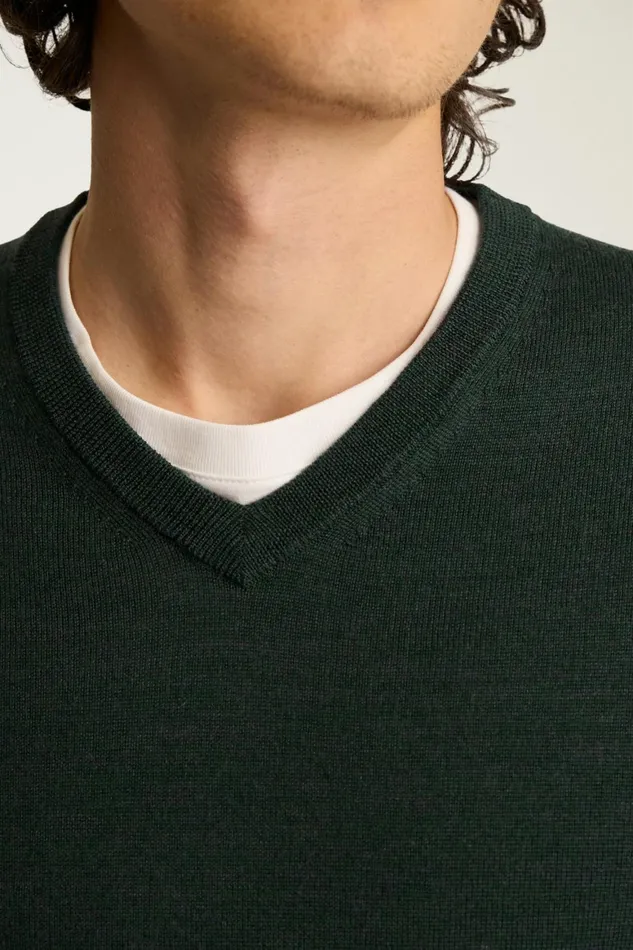 Men Washable Merino VNeck Sweater Heather Forest Green Bonobos Crew and VNeck Sweaters