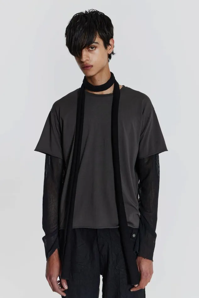 Men Washed Grey Layered Tshirt Jaded London TShirts and Vests
