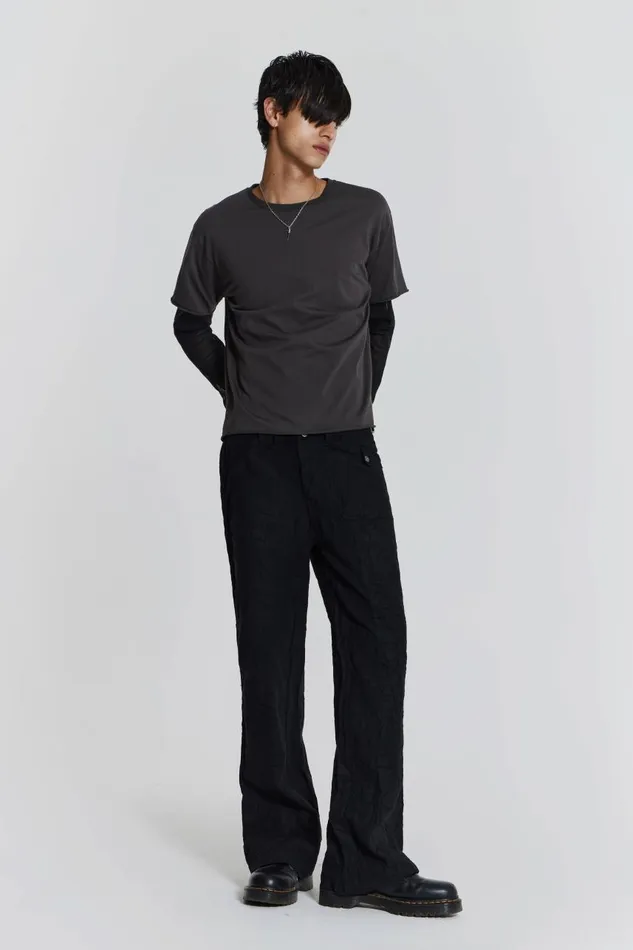 Men Washed Grey Layered Tshirt Jaded London TShirts and Vests