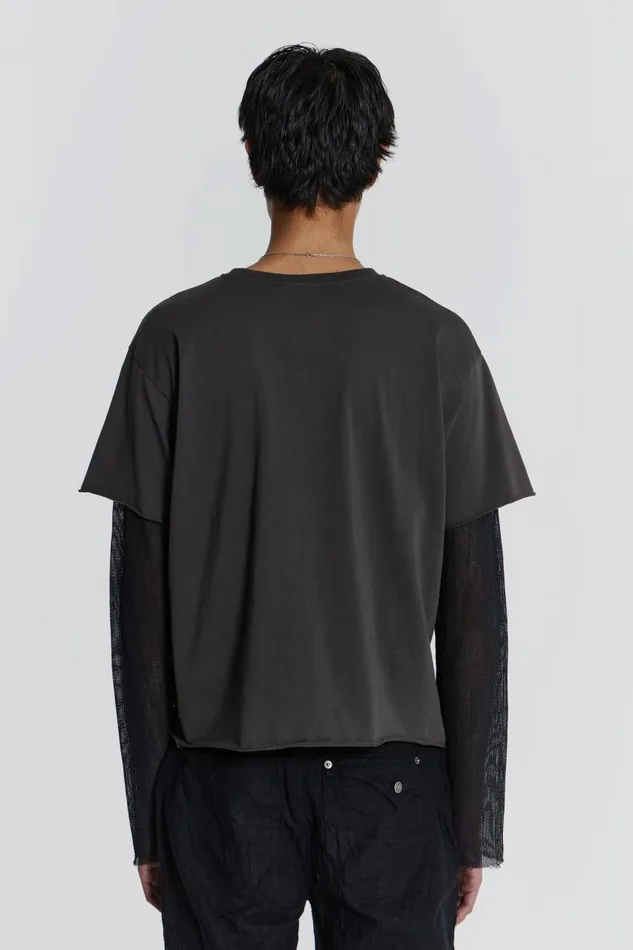 Men Washed Grey Layered Tshirt Jaded London TShirts and Vests