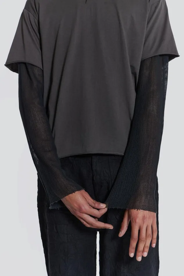 Men Washed Grey Layered Tshirt Jaded London TShirts and Vests