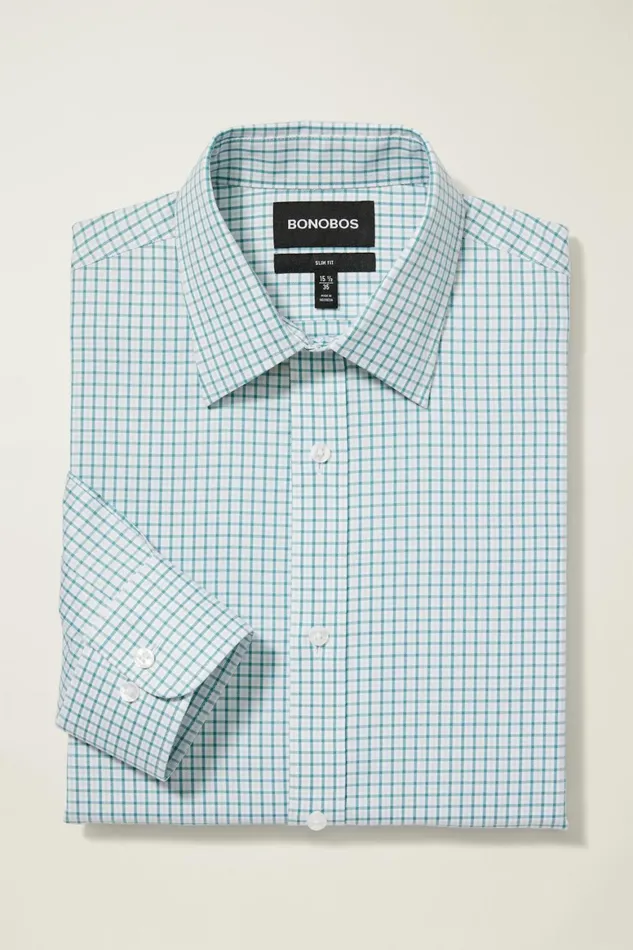 Men Weekday Warrior Dress Shirt Dusty Teal Birch Tattersal Bonobos Business Casual Shirts