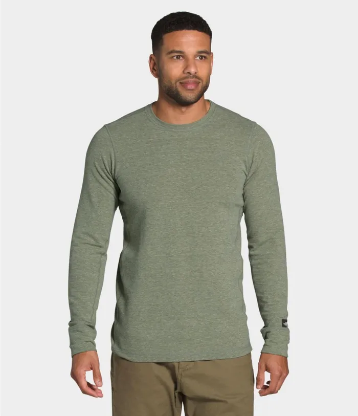 Mens Longsleeve Tnf Terry Crew New Taupe Green Heather The North Face TShirts