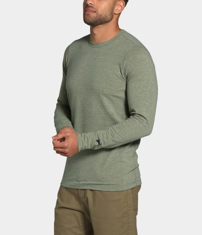 Mens Longsleeve Tnf Terry Crew New Taupe Green Heather The North Face TShirts