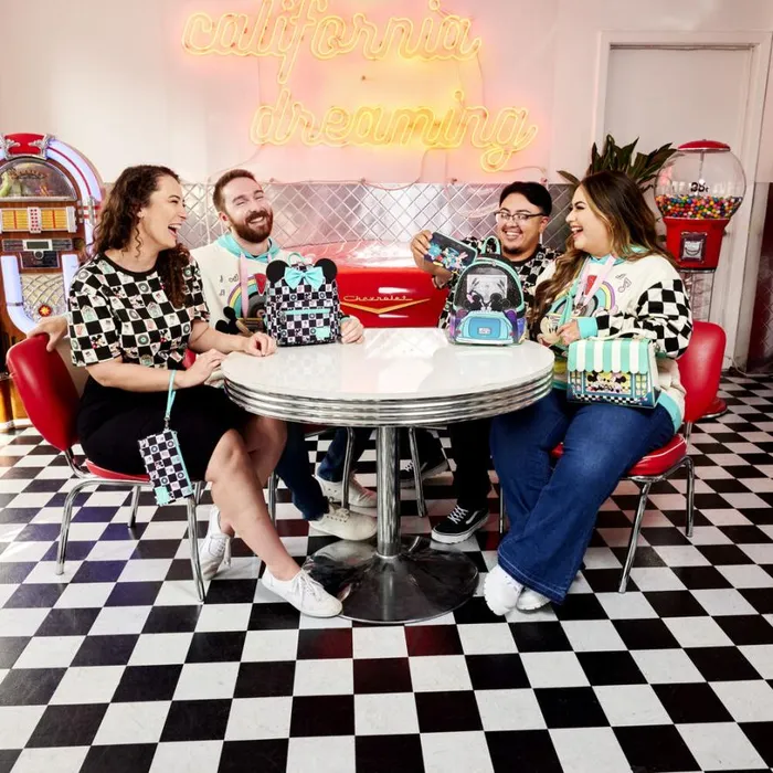 Mickey and Minnie Date Night Diner Checkered AllOver Print Tee Unisex Loungefly Apparel Mickey and Minnie Date Night Diner Checkered AllOver Print Tee Unisex Loungefly Apparel