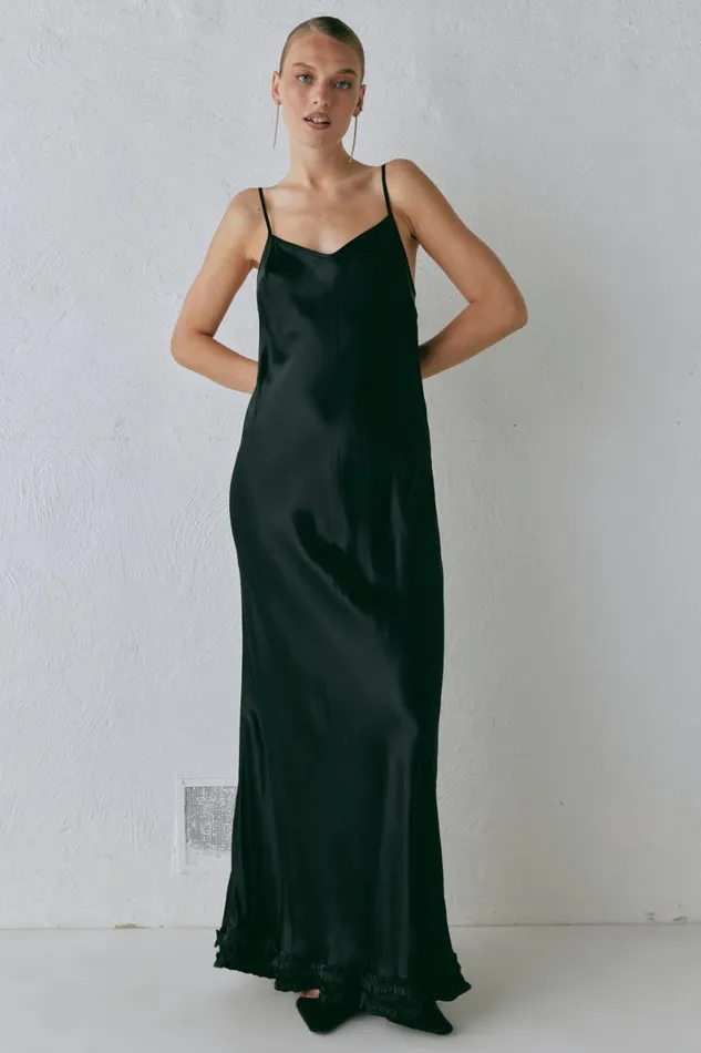 MidiMaxi Dresses Women VRG GRL Alber Satin Maxi Dress Black MidiMaxi Dresses Women VRG GRL Alber Satin Maxi Dress Black