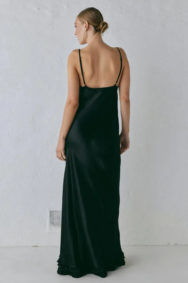 MidiMaxi Dresses Women VRG GRL Alber Satin Maxi Dress Black MidiMaxi Dresses Women VRG GRL Alber Satin Maxi Dress Black