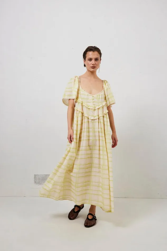 MidiMaxi Dresses Women VRG GRL La Prairie Smock Midi Dress Check
