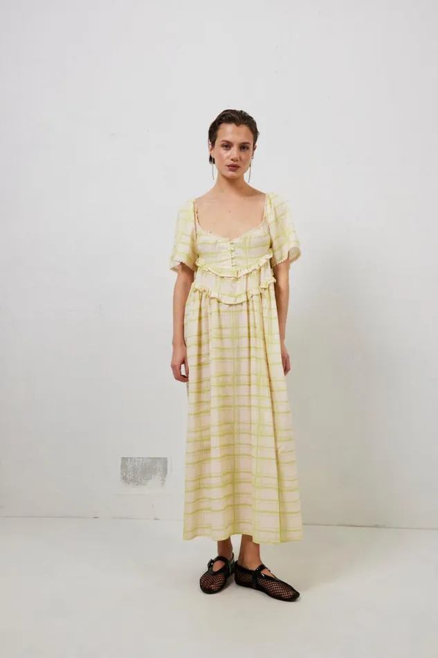 MidiMaxi Dresses Women VRG GRL La Prairie Smock Midi Dress Check