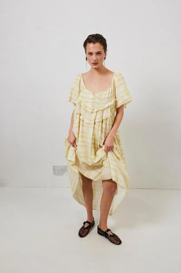 MidiMaxi Dresses Women VRG GRL La Prairie Smock Midi Dress Check