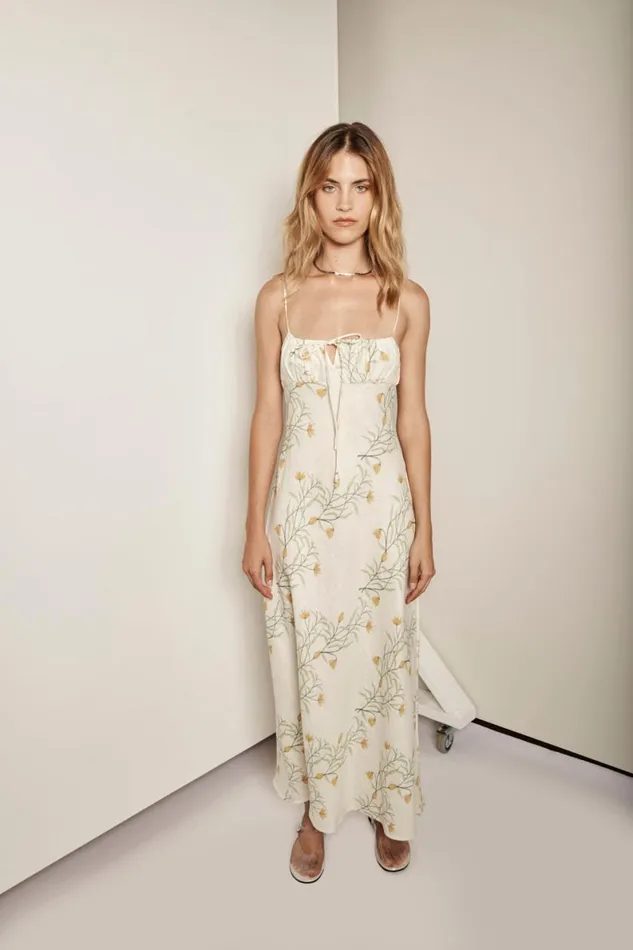 MidiMaxi Dresses Women VRG GRL Matilda Linen Bias Cut Maxi Dress Florette MidiMaxi Dresses Women VRG GRL Matilda Linen Bias Cut Maxi Dress Florette