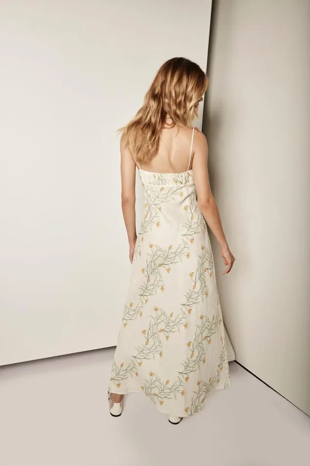 MidiMaxi Dresses Women VRG GRL Matilda Linen Bias Cut Maxi Dress Florette MidiMaxi Dresses Women VRG GRL Matilda Linen Bias Cut Maxi Dress Florette