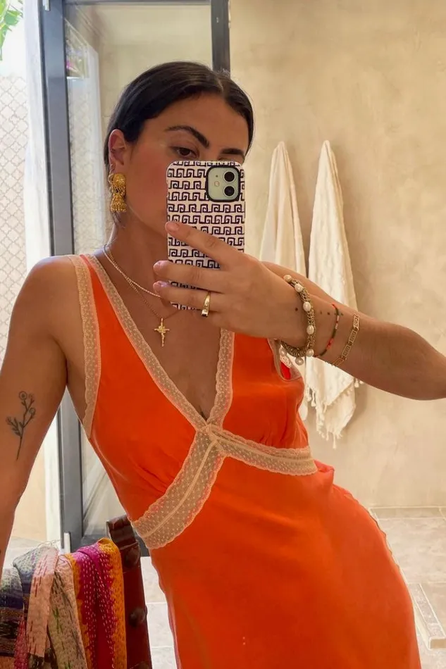 MidiMaxi Dresses Women VRG GRL Meet Me On The Dance Floor Bias Cut Maxi Dress Orange