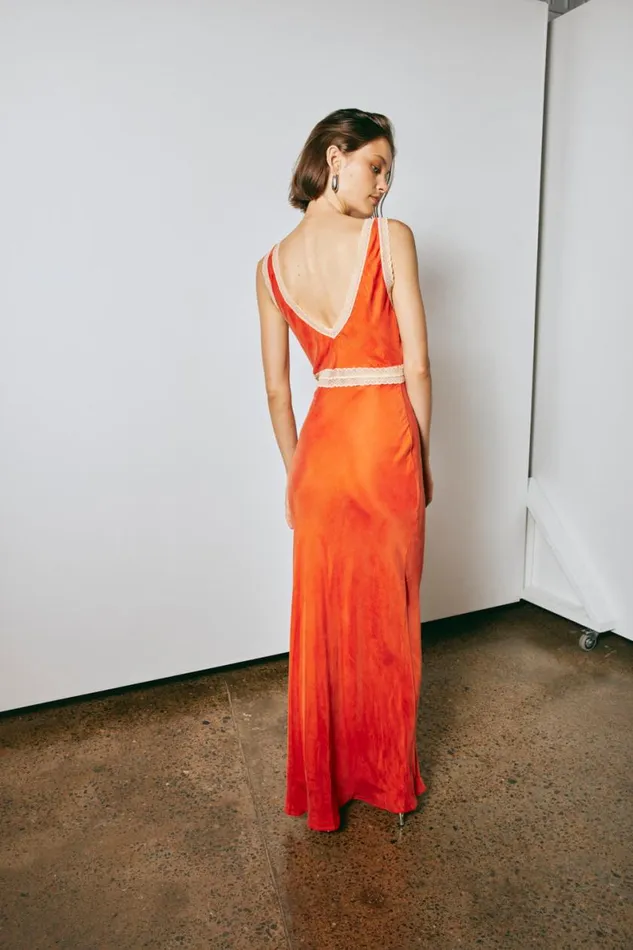 MidiMaxi Dresses Women VRG GRL Meet Me On The Dance Floor Bias Cut Maxi Dress Orange