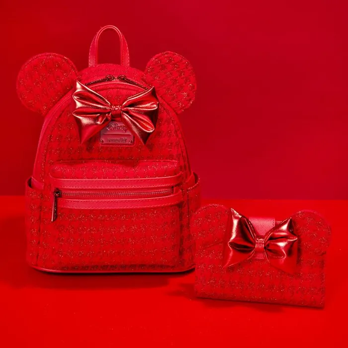 Minnie Mouse Exclusive Red Glitter Tonal Bifold Wallet Unisex Loungefly Bags and Wallets Minnie Mouse Exclusive Red Glitter Tonal Bifold Wallet Unisex Loungefly Bags and Wallets