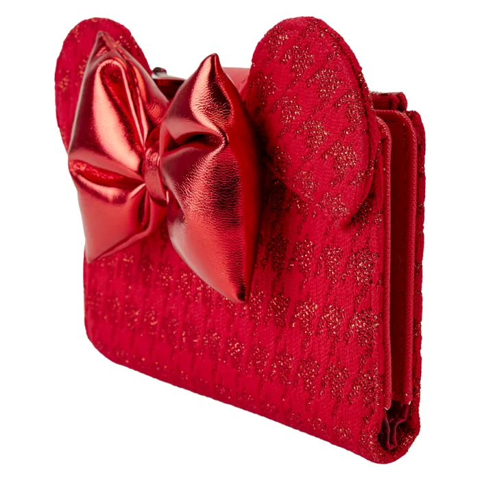 Minnie Mouse Exclusive Red Glitter Tonal Bifold Wallet Unisex Loungefly Bags and Wallets Minnie Mouse Exclusive Red Glitter Tonal Bifold Wallet Unisex Loungefly Bags and Wallets
