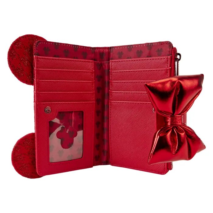 Minnie Mouse Exclusive Red Glitter Tonal Bifold Wallet Unisex Loungefly Bags and Wallets Minnie Mouse Exclusive Red Glitter Tonal Bifold Wallet Unisex Loungefly Bags and Wallets