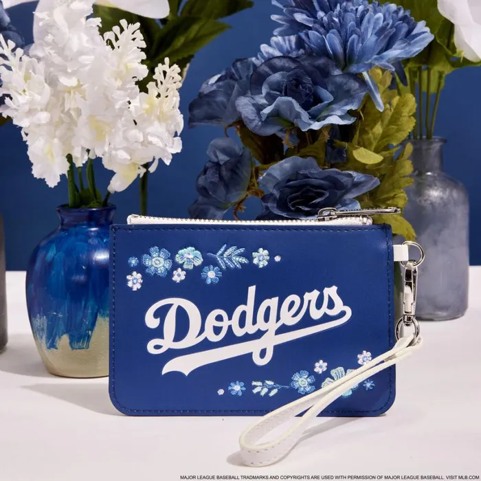 MLB Los Angeles Dodgers Floral Card Holder Wristlet Clutch Unisex Loungefly Bags and Wallets MLB Los Angeles Dodgers Floral Card Holder Wristlet Clutch Unisex Loungefly Bags and Wallets