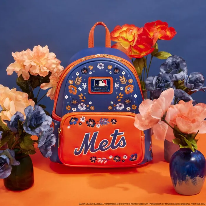 MLB New York Mets Floral Mini Backpack Unisex Loungefly Backpacks MLB New York Mets Floral Mini Backpack Unisex Loungefly Backpacks