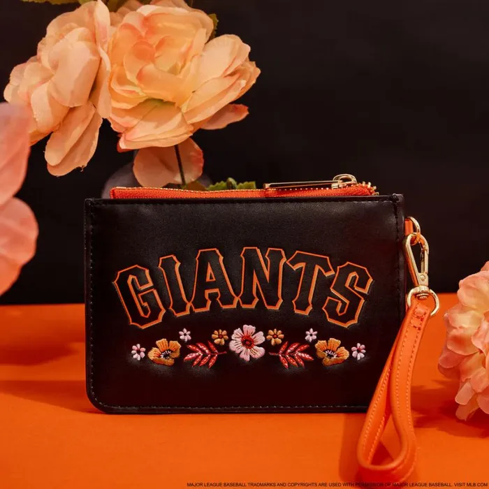 MLB San Francisco Giants Floral Card Holder Wristlet Clutch Unisex Loungefly Bags and Wallets MLB San Francisco Giants Floral Card Holder Wristlet Clutch Unisex Loungefly Bags and Wallets