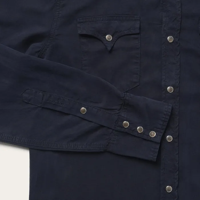 Modern Cut Men Stetson Navy Twill Shirt Blue