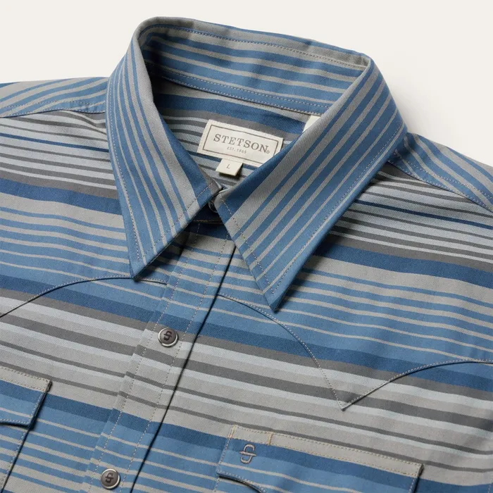 Modern Cut Men Stetson Serape Stripe Western Shirt Serape Stripe Western Shirt