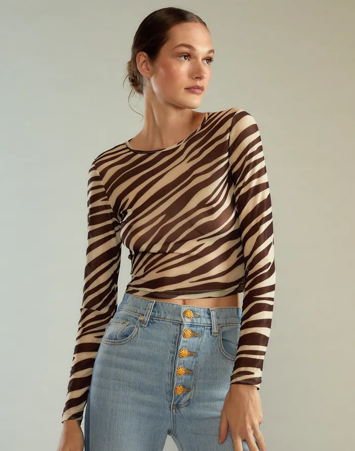 Modern Mesh Top 8211 Zebra Women Cynthia Rowley Tops