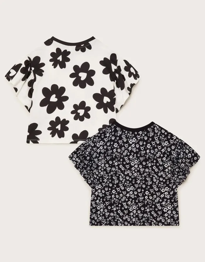 Monsoon 2Pack Floral Print TShirts Black Children Tops and Tshirts Monsoon 2Pack Floral Print TShirts Black Children Tops and Tshirts