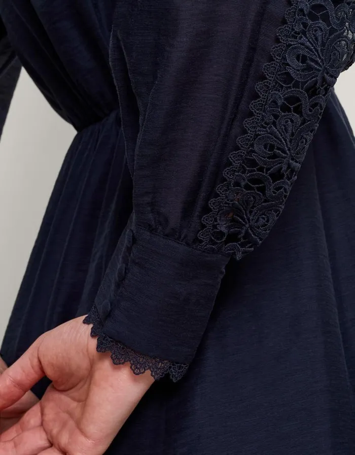 Monsoon Abi Lace Shirt Dress Blue Women Occasionwear Monsoon Abi Lace Shirt Dress Blue Women Occasionwear