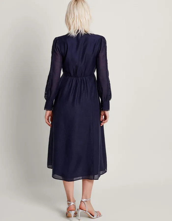 Monsoon Abi Lace Shirt Dress Blue Women Occasionwear Monsoon Abi Lace Shirt Dress Blue Women Occasionwear