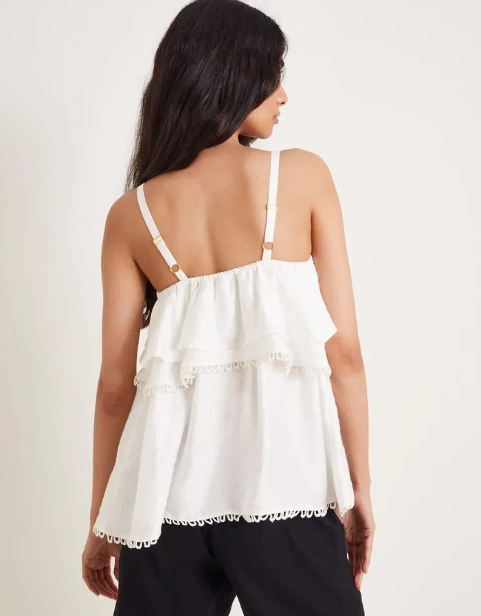 Monsoon Aesha Frill Cami Top White Women Tops and Blouses Monsoon Aesha Frill Cami Top White Women Tops and Blouses