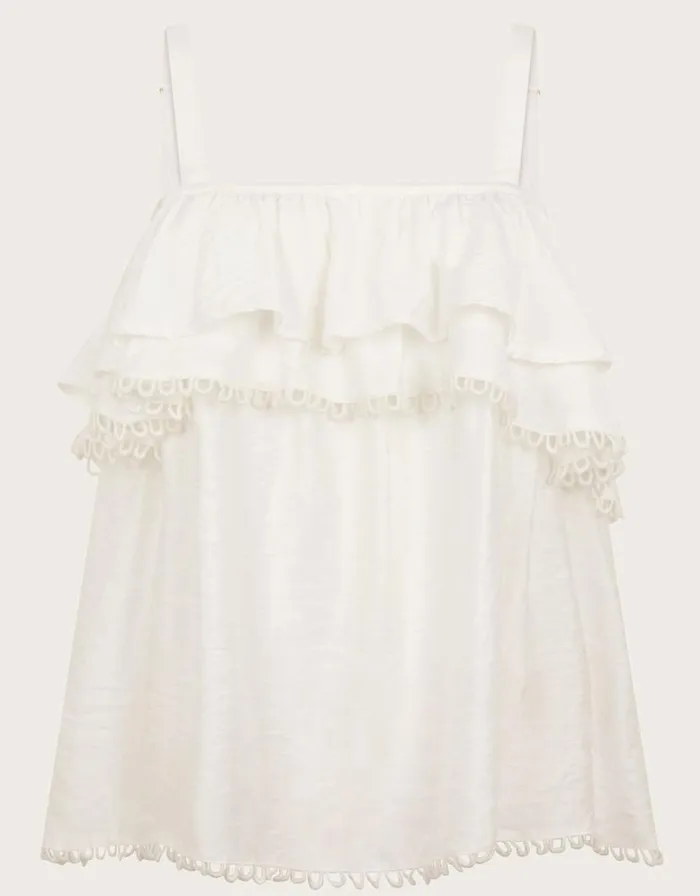 Monsoon Aesha Frill Cami Top White Women Tops and Blouses Monsoon Aesha Frill Cami Top White Women Tops and Blouses