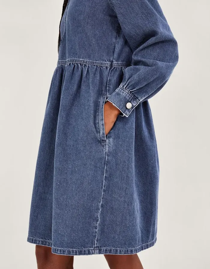 Monsoon Alana Shirt Zip Denim Dress Blue Women Casualwear Monsoon Alana Shirt Zip Denim Dress Blue Women Casualwear