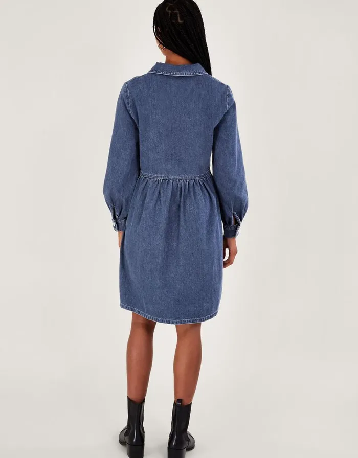 Monsoon Alana Shirt Zip Denim Dress Blue Women Casualwear Monsoon Alana Shirt Zip Denim Dress Blue Women Casualwear