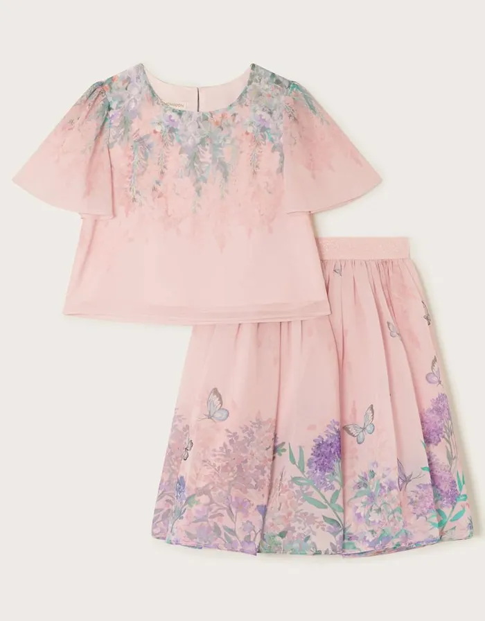 Monsoon Alium Botanical Top And Skirt Set Pink Children Partywear Monsoon Alium Botanical Top And Skirt Set Pink Children Partywear