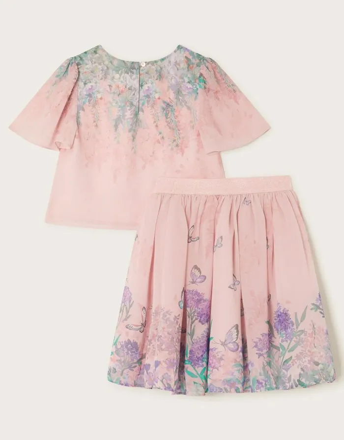 Monsoon Alium Botanical Top And Skirt Set Pink Children Partywear Monsoon Alium Botanical Top And Skirt Set Pink Children Partywear