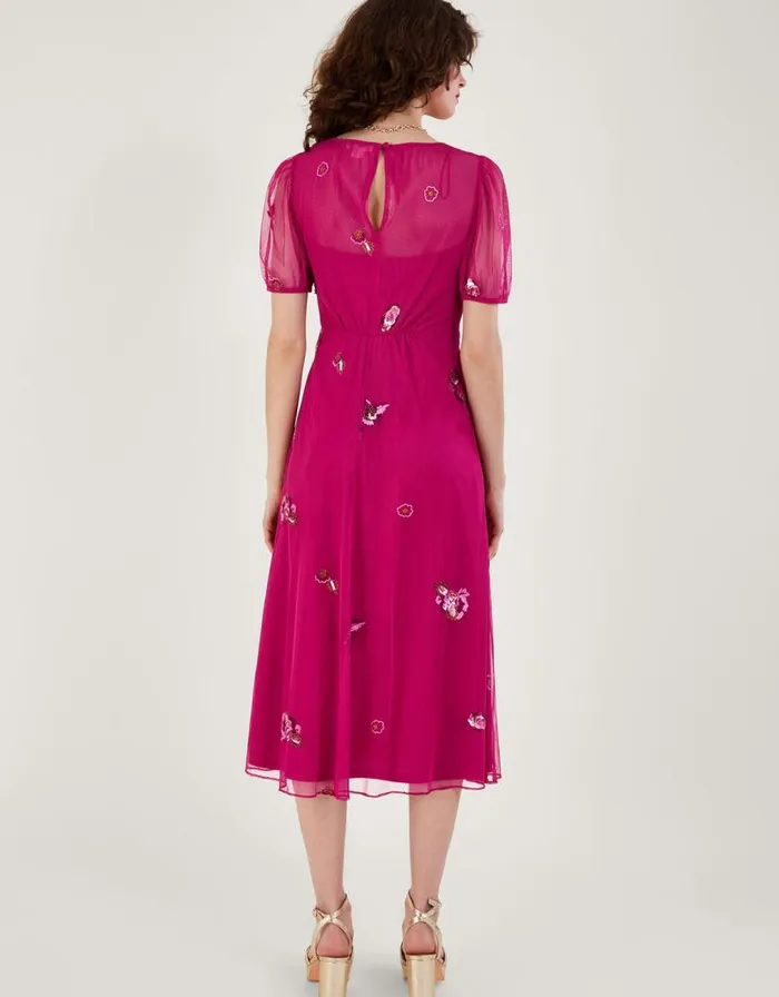 Monsoon Allie Wrap Dress Pink Women Occasionwear Monsoon Allie Wrap Dress Pink Women Occasionwear