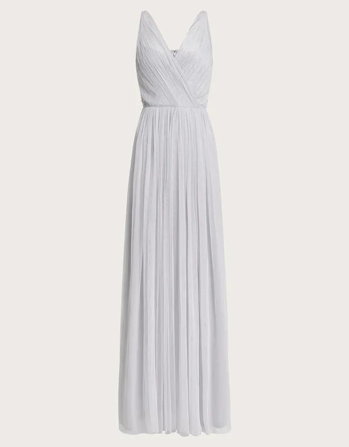 Monsoon Anne Mesh Maxi Dress Silver Women Occasionwear Monsoon Anne Mesh Maxi Dress Silver Women Occasionwear