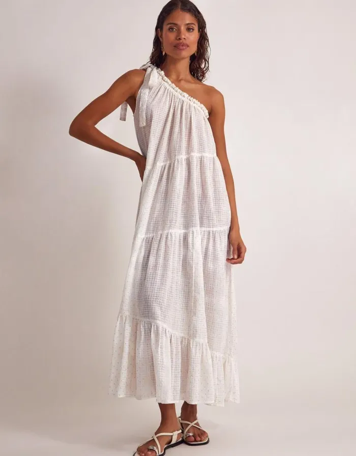 Monsoon Ari OneShoulder Maxi Dress Ivory Women Beachwear and Swimwear
