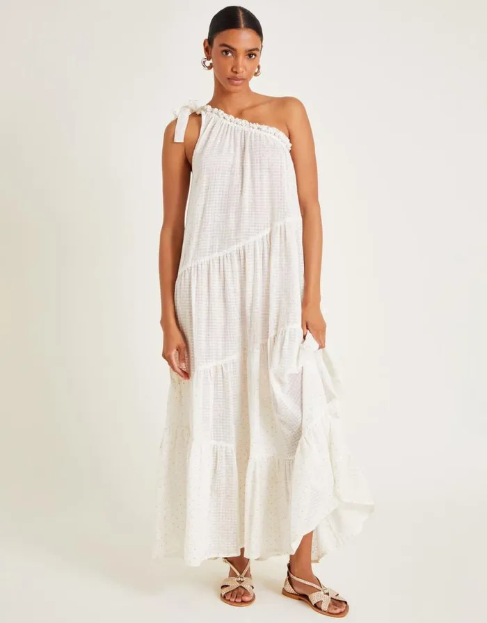 Monsoon Ari OneShoulder Maxi Dress Ivory Women Beachwear and Swimwear Monsoon Ari OneShoulder Maxi Dress Ivory Women Beachwear and Swimwear