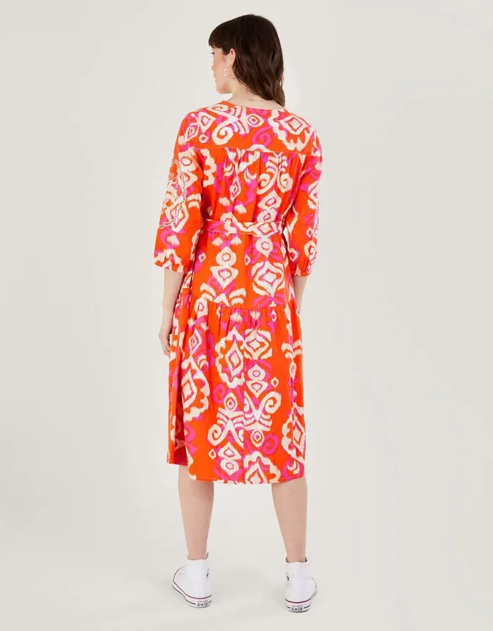Monsoon Aspen Wrap Dress In Linen Blend Orange Women Linen Monsoon Aspen Wrap Dress In Linen Blend Orange Women Linen