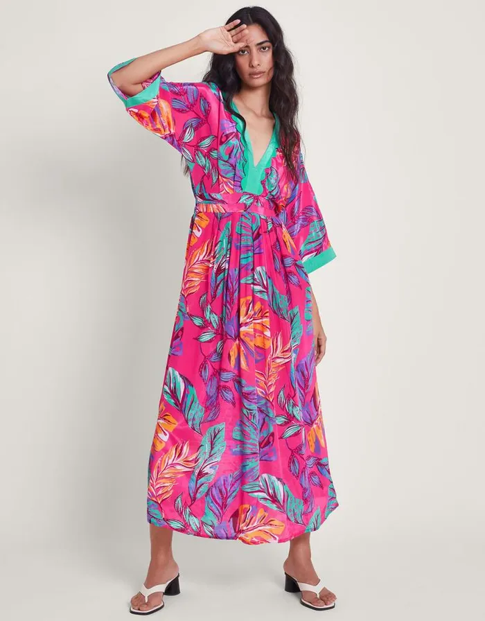Monsoon Aura Maxi Dress Pink Women Maxi Dresses