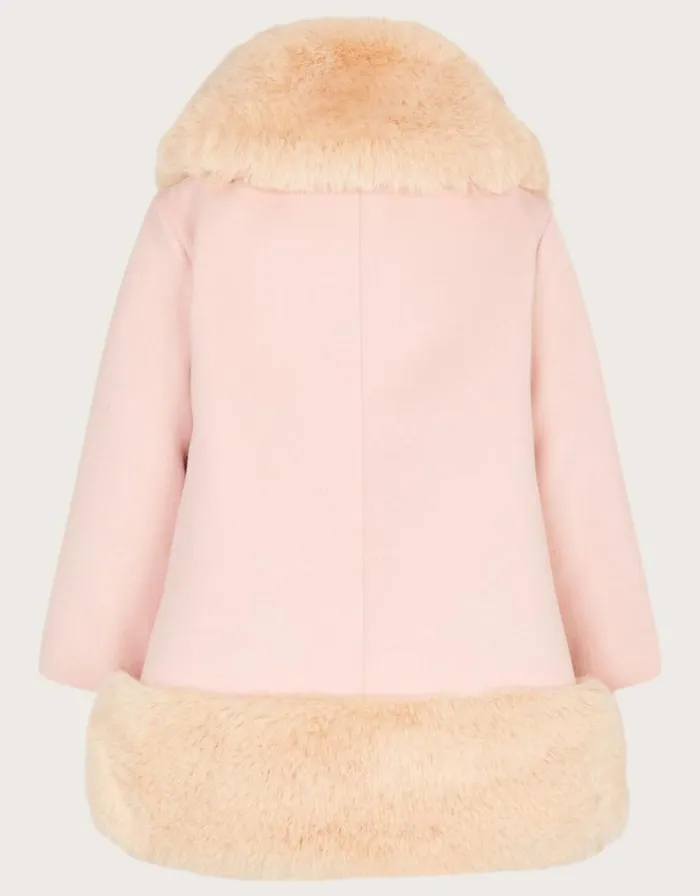 Monsoon Baby Fur Trim Coat Pink Children Coats and Jackets Monsoon Baby Fur Trim Coat Pink Children Coats and Jackets