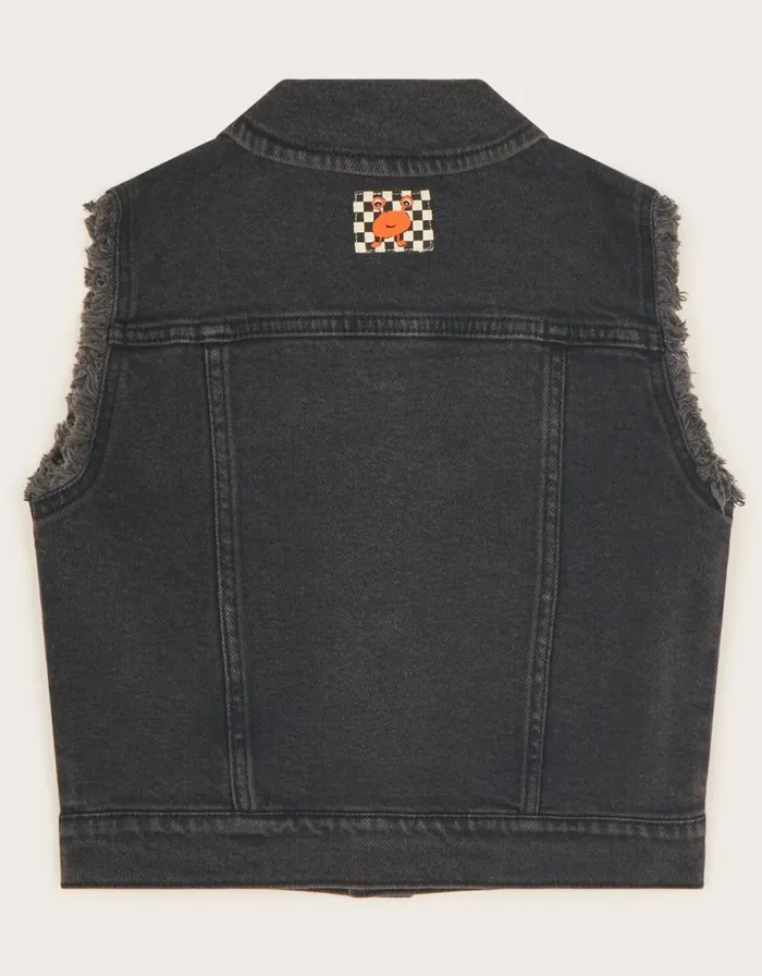 Monsoon Badge Denim Waistcoat Black Children Casualwear Collection Monsoon Badge Denim Waistcoat Black Children Casualwear Collection