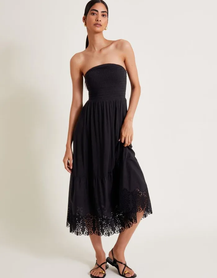 Monsoon Bailey Bandeau Dress Black Women Midi Dresses