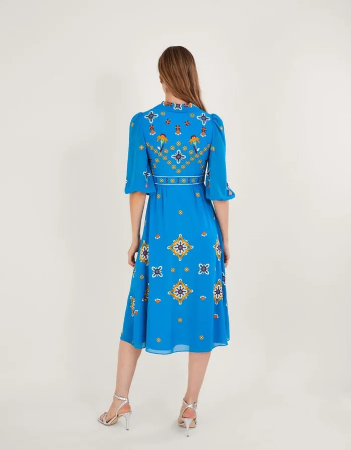 Monsoon Blair Embroidered Shirt Dress In Recycled Polyester Blue Women Occasionwear Monsoon Blair Embroidered Shirt Dress In Recycled Polyester Blue Women Occasionwear