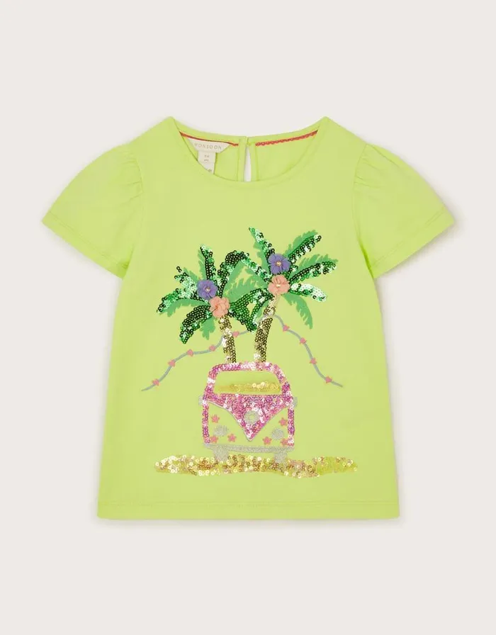 Monsoon Campervan Embellished TShirt Green Children Tops and Tshirts Monsoon Campervan Embellished TShirt Green Children Tops and Tshirts