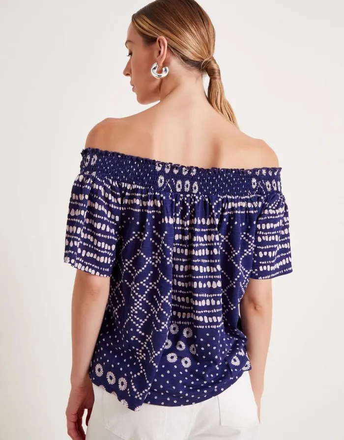 Monsoon Cindy Print Bardot Top Blue Women Tops and Blouses Monsoon Cindy Print Bardot Top Blue Women Tops and Blouses