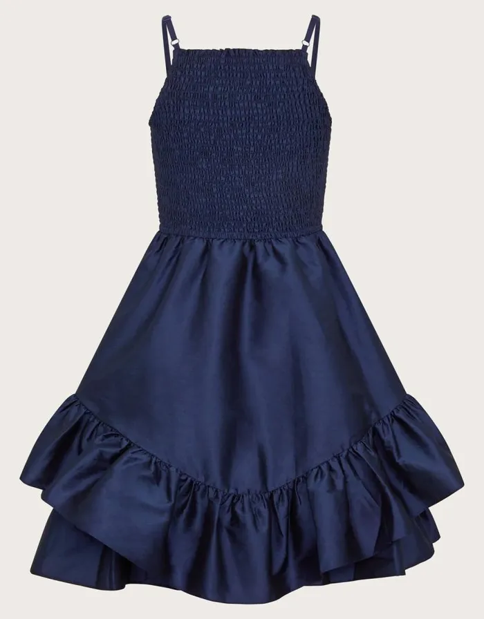 Monsoon Clariska Smocked Taffeta Prom Dress Blue Children Dresses Monsoon Clariska Smocked Taffeta Prom Dress Blue Children Dresses